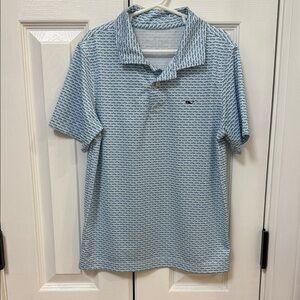 VINEYARD VINES Boys’ Blue Fish Print Performance Polo Sz. S (8/10)
